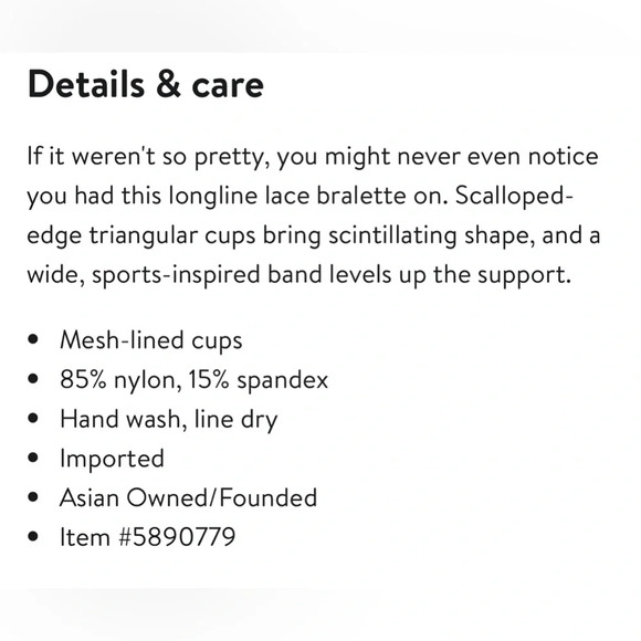 NWT Lively The Long-Lined Lace Bralette in Jet Black Size Small - Picture 7 of 10